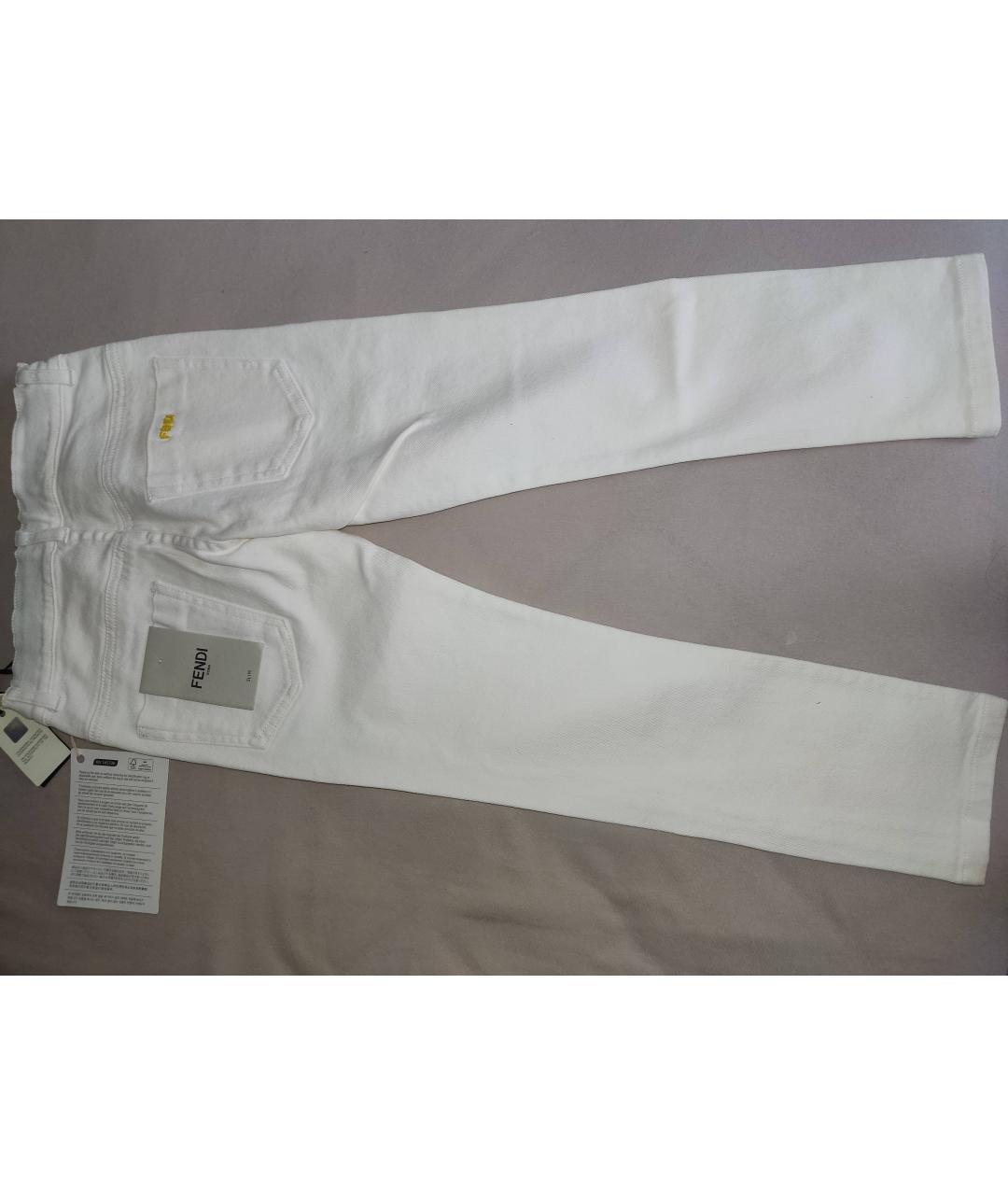 FENDI Белые хлопковые детские джинсы, фото 5