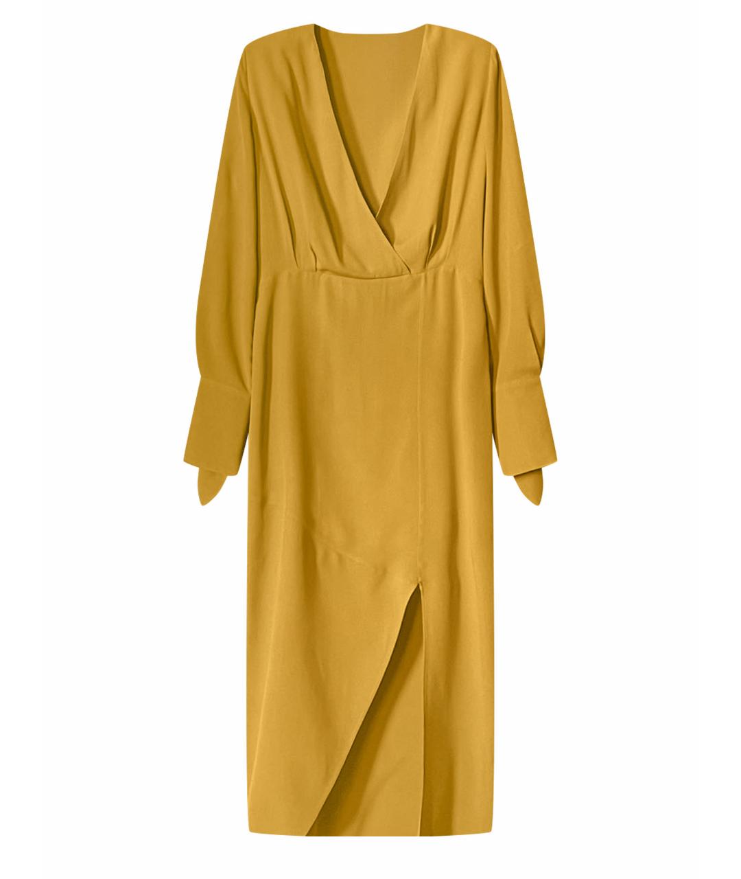 ERIKA CAVALLINI Горчичное шелковое повседневное платье, фото 1