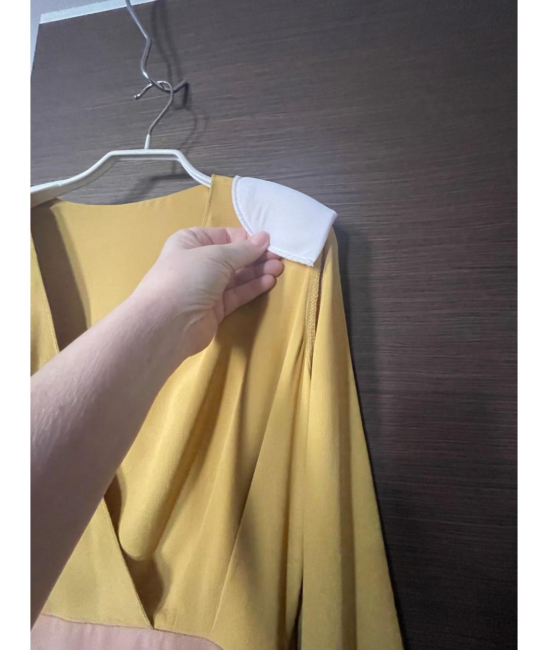 ERIKA CAVALLINI Горчичное шелковое повседневное платье, фото 6
