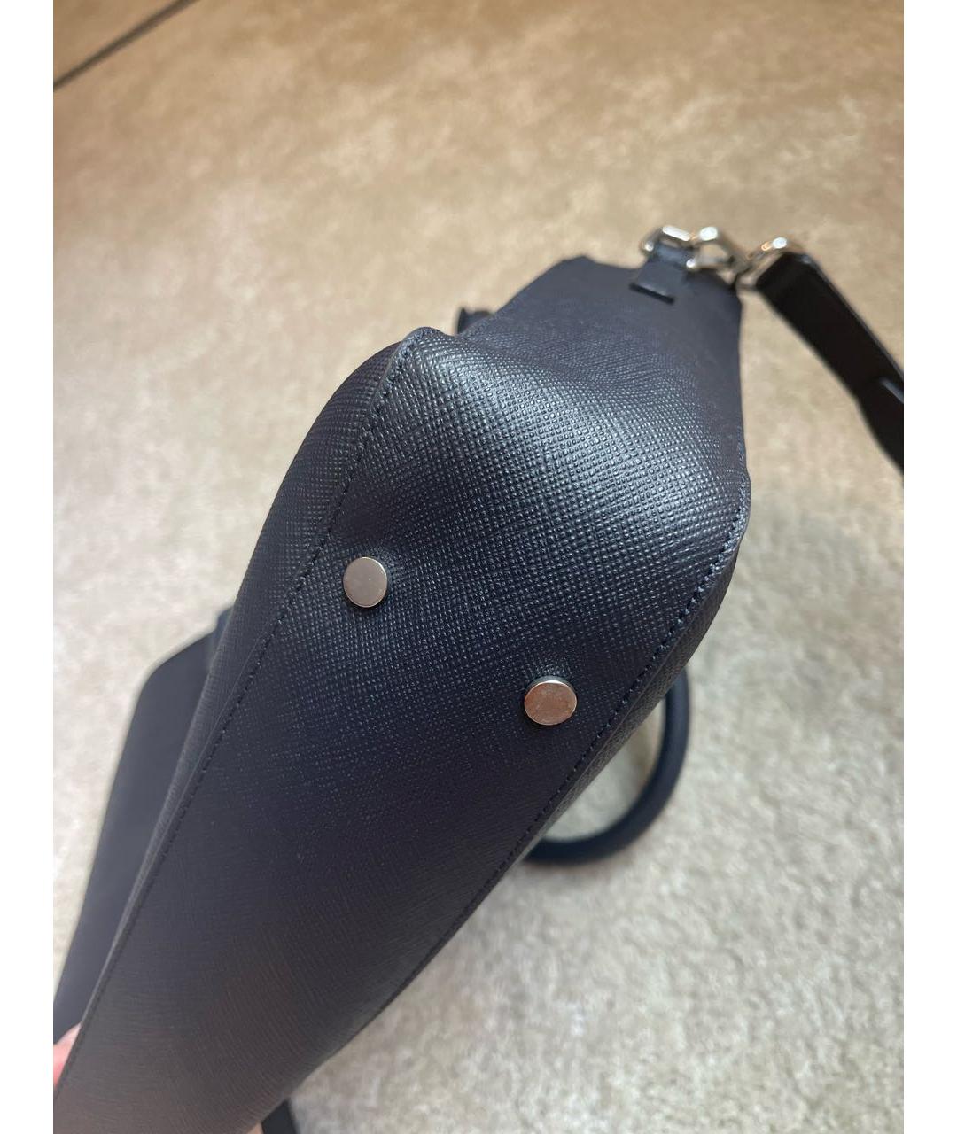 SANDRO Темно-синяя кожаная сумка на плечо, фото 8