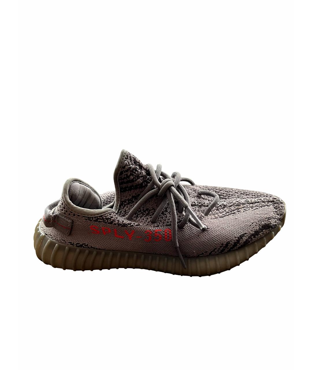 ADIDAS YEEZY Серые текстильные низкие кроссовки / кеды, фото 1