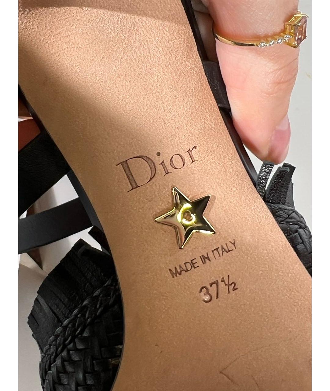 CHRISTIAN DIOR Черные кожаные мюли, фото 6