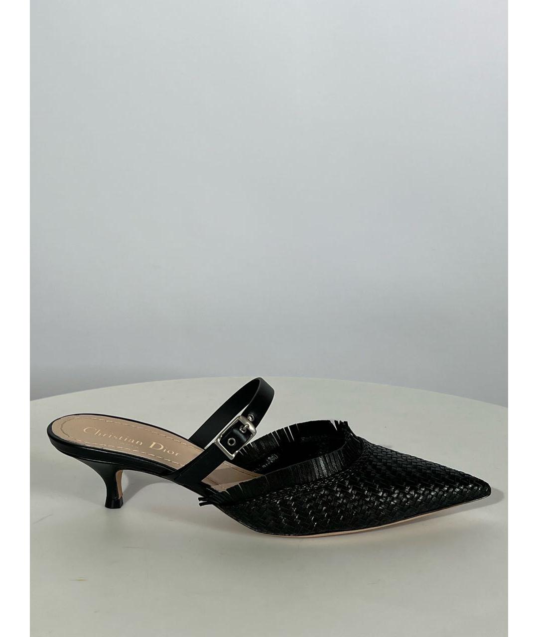 CHRISTIAN DIOR Черные кожаные мюли, фото 7