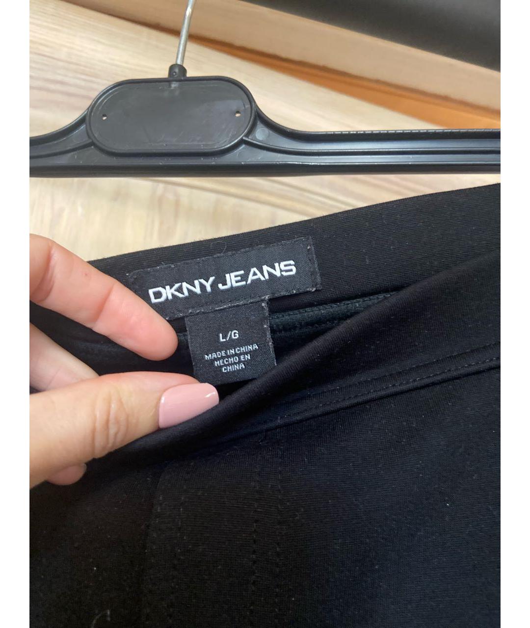 DKNY Черные хлопко-эластановые прямые брюки, фото 3