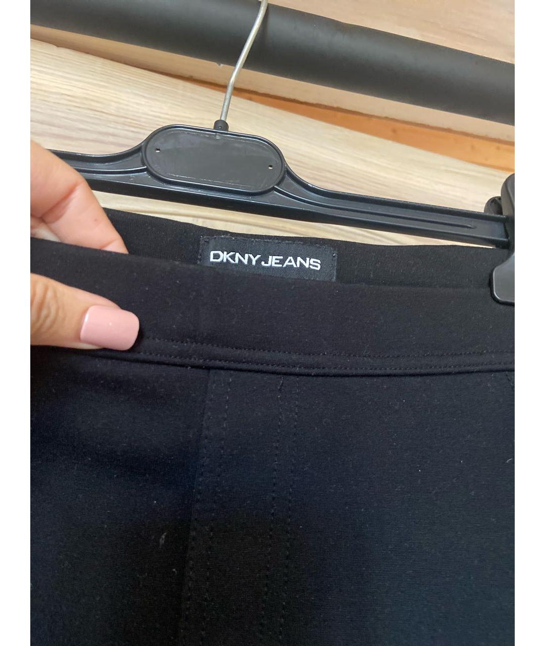 DKNY Черные хлопко-эластановые прямые брюки, фото 6