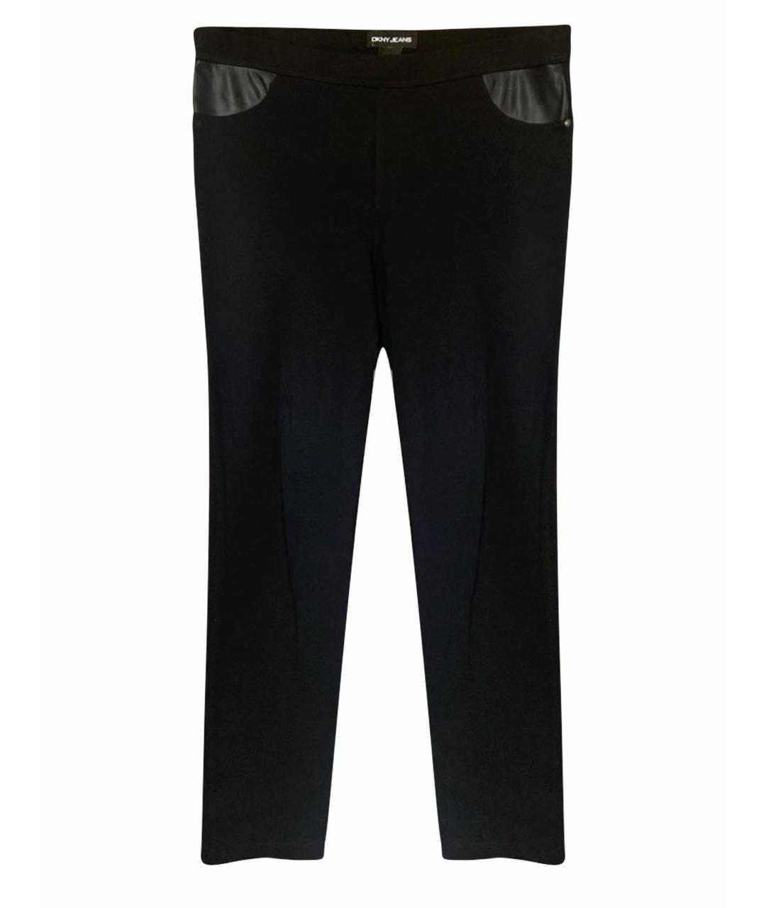 DKNY Черные хлопко-эластановые прямые брюки, фото 1