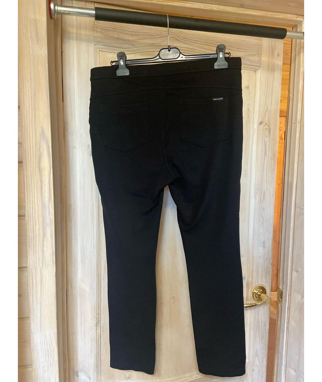 DKNY Черные хлопко-эластановые прямые брюки, фото 2