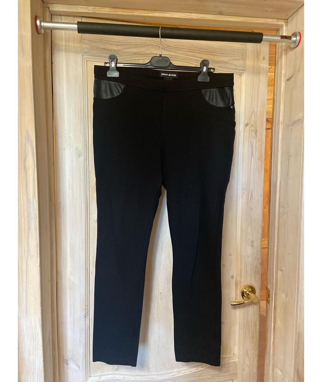 DKNY Черные хлопко-эластановые прямые брюки, фото 7