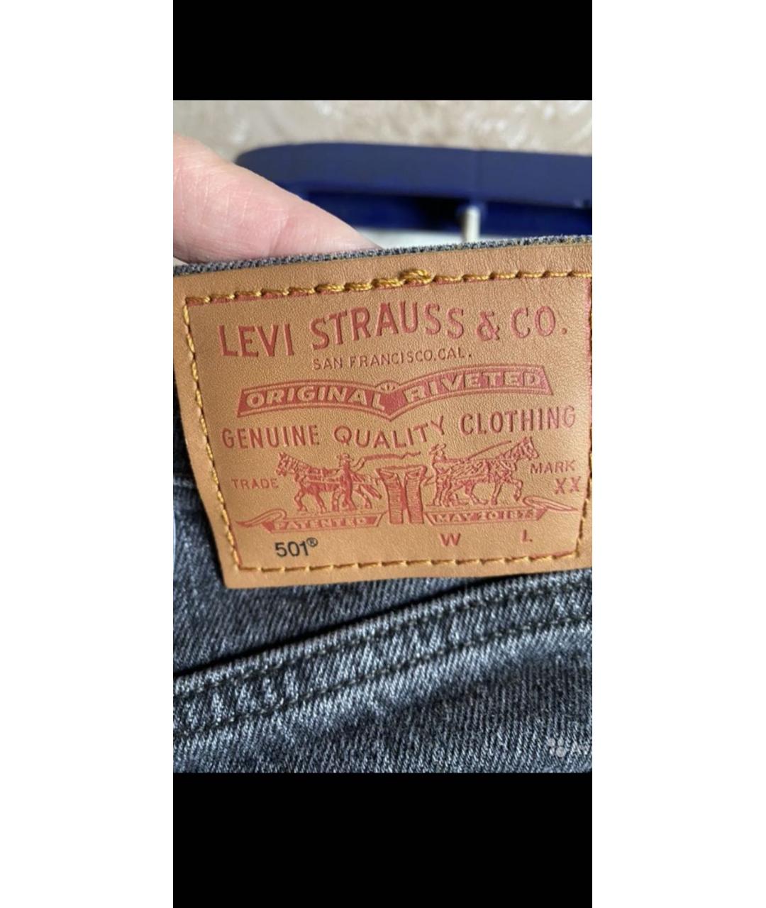 LEVI'S Серые хлопковые прямые джинсы, фото 6