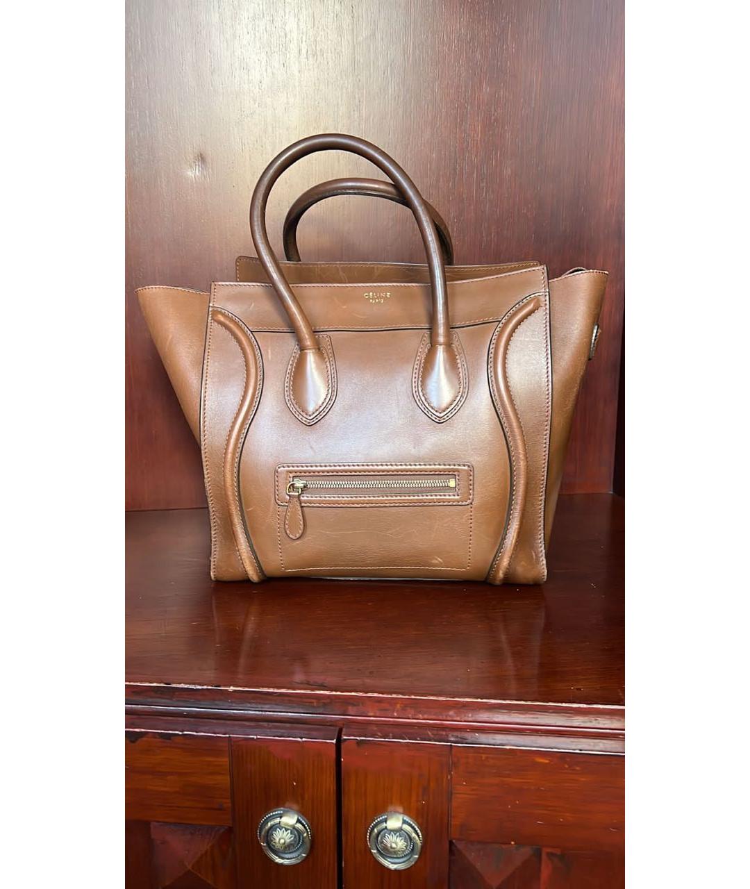 CELINE PRE-OWNED Коричневая кожаная сумка тоут, фото 4