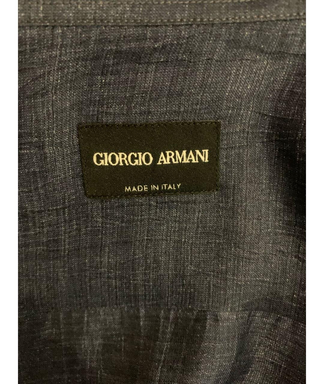 GIORGIO ARMANI Синяя хлопко-шелковая классическая рубашка, фото 5