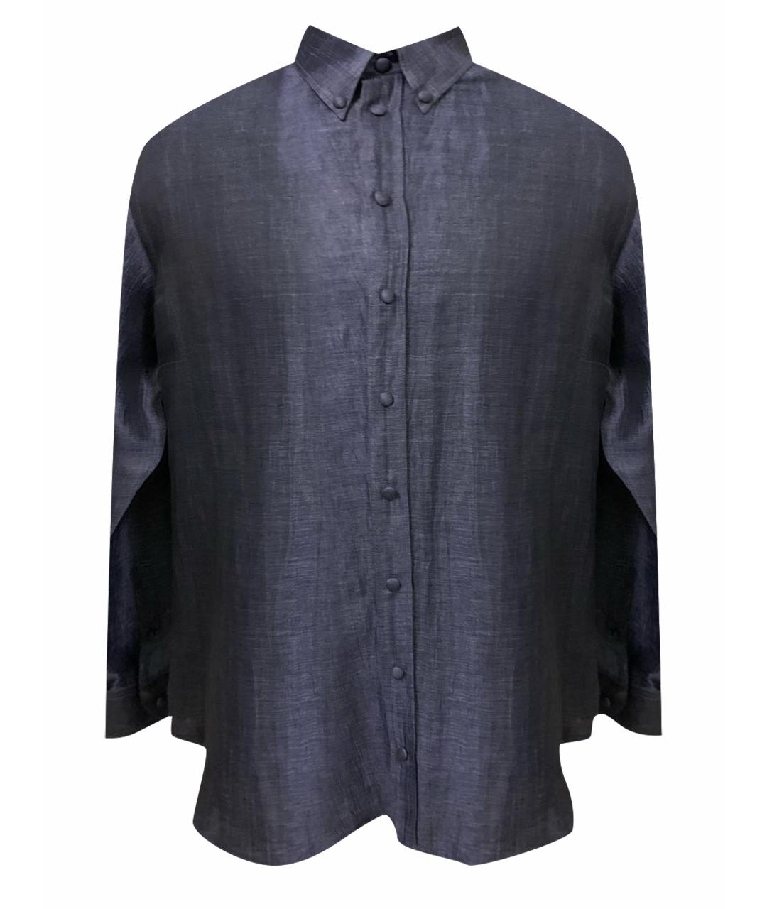 GIORGIO ARMANI Синяя хлопко-шелковая классическая рубашка, фото 1