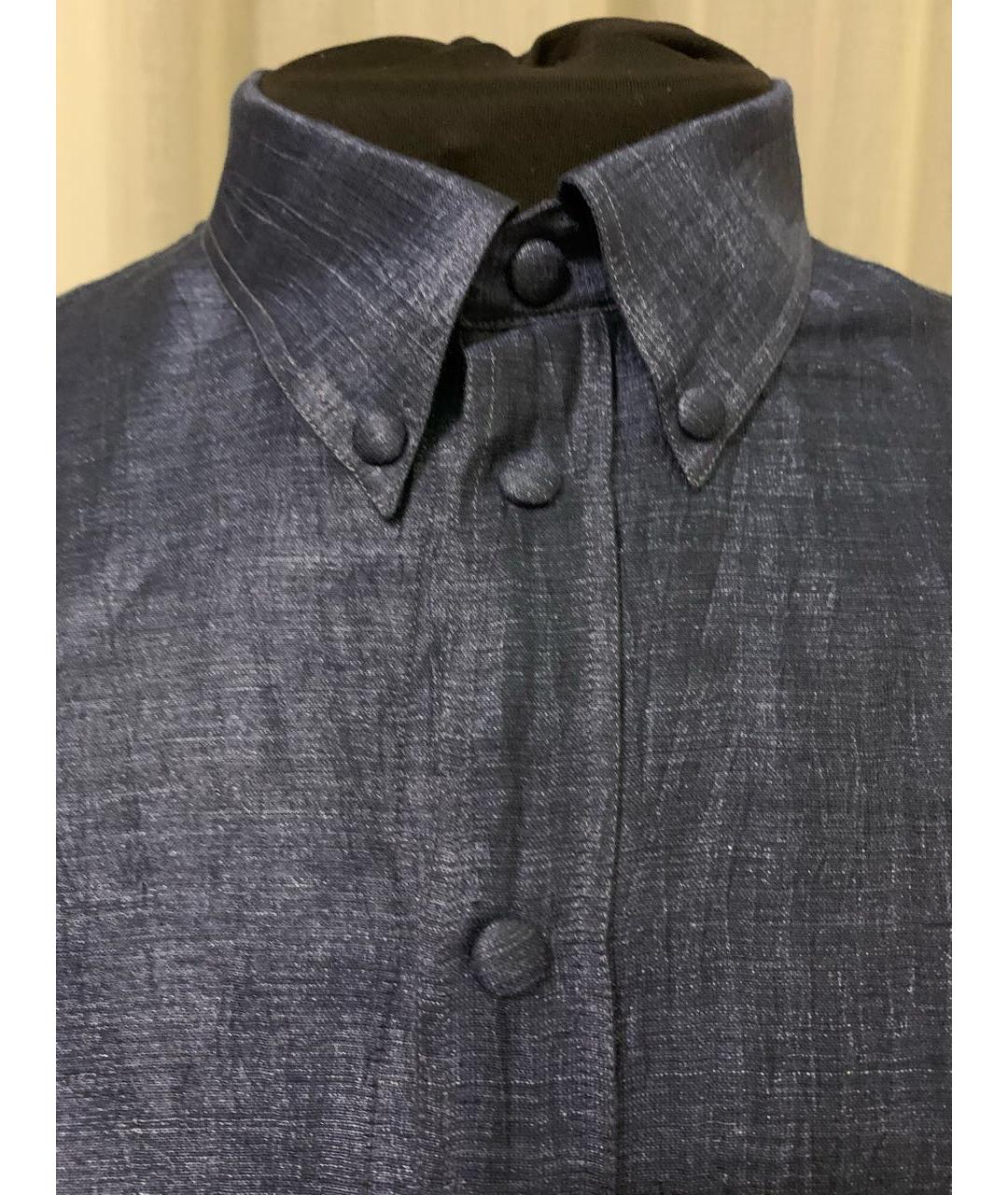 GIORGIO ARMANI Синяя хлопко-шелковая классическая рубашка, фото 3