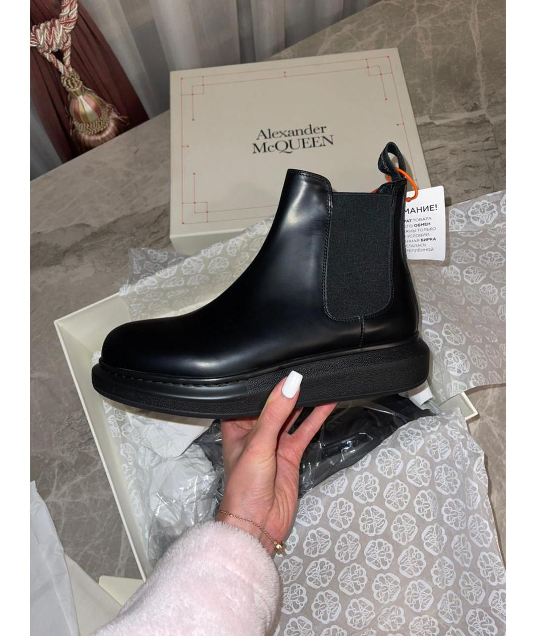 ALEXANDER MCQUEEN Черные кожаные ботинки, фото 2