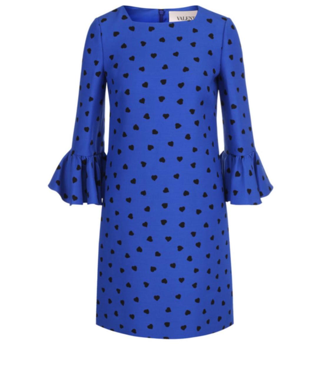 VALENTINO Синее шерстяное коктейльное платье, фото 1