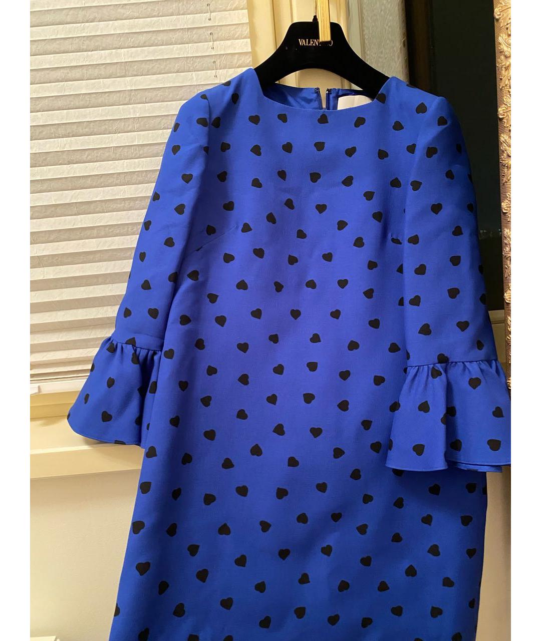 VALENTINO Синее шерстяное коктейльное платье, фото 3