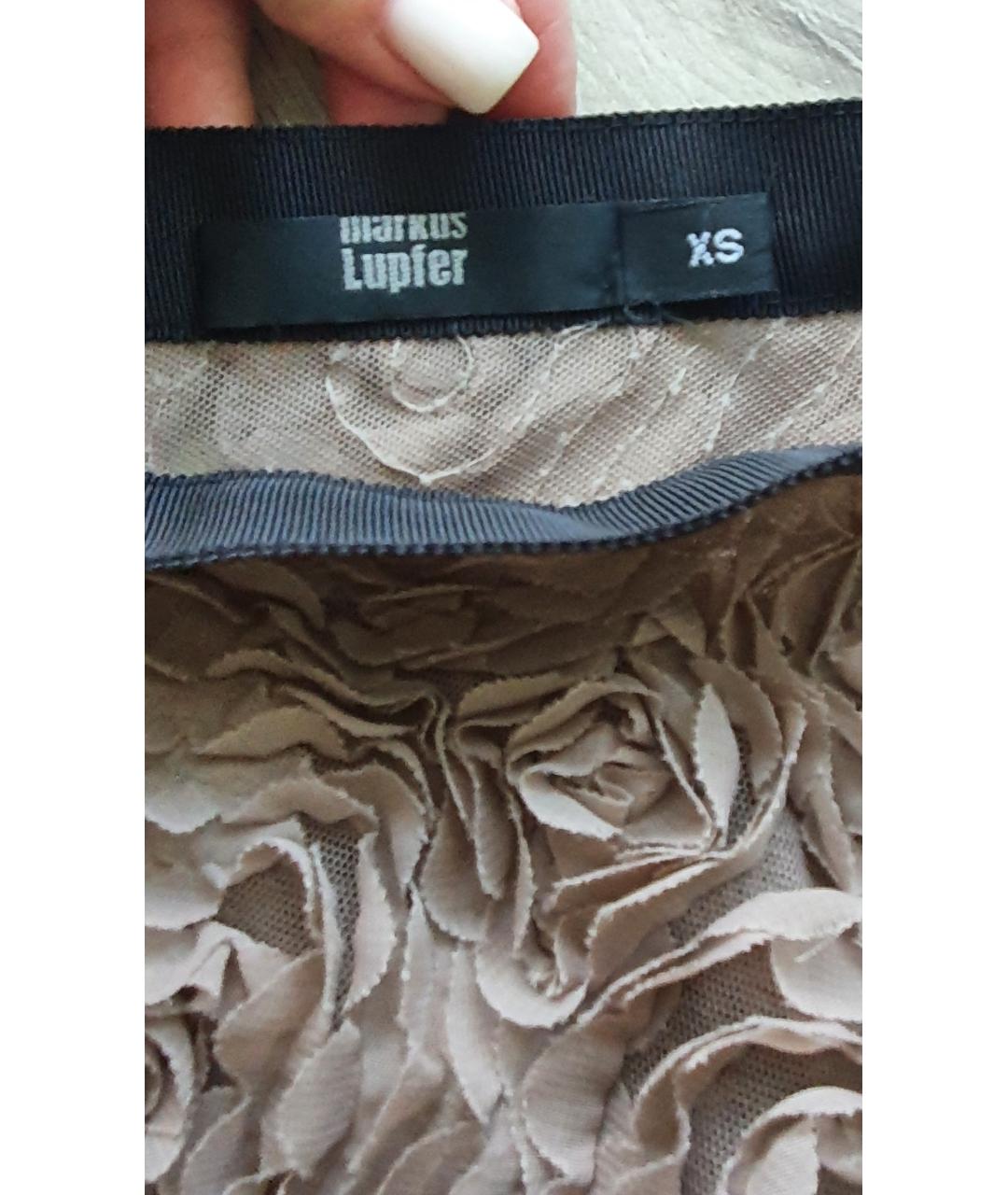 MARKUS LUPFER Бежевая полиэстеровая юбка миди, фото 5
