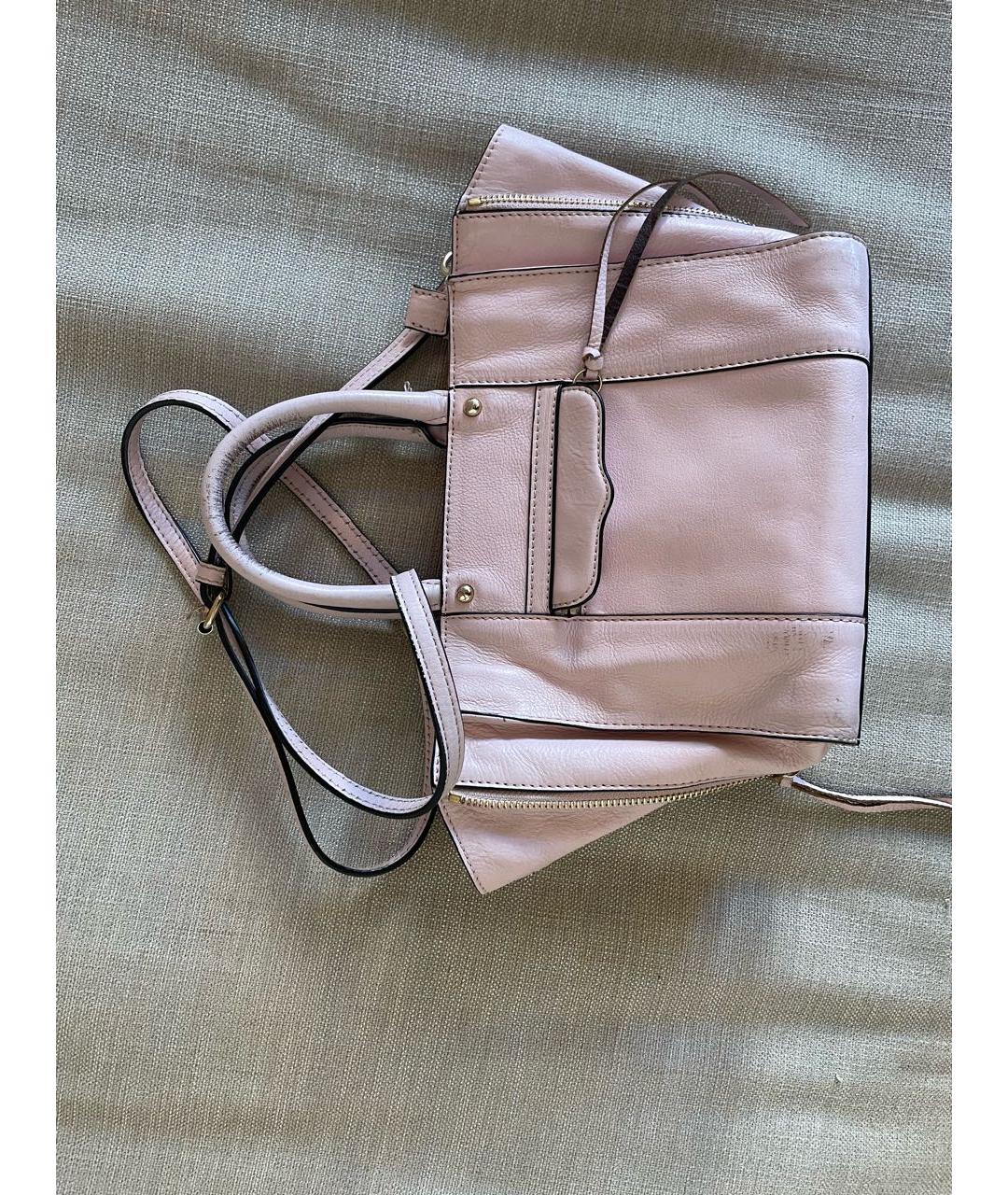 REBECCA MINKOFF Розовая кожаная сумка с короткими ручками, фото 2