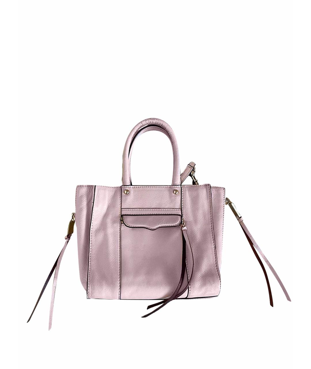 REBECCA MINKOFF Розовая кожаная сумка с короткими ручками, фото 1