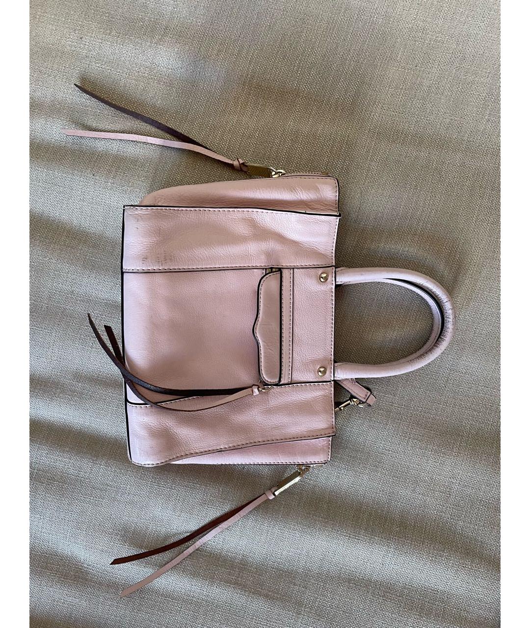 REBECCA MINKOFF Розовая кожаная сумка с короткими ручками, фото 5