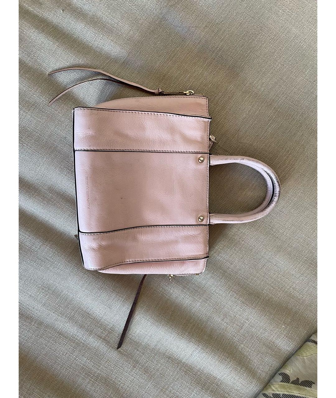 REBECCA MINKOFF Розовая кожаная сумка с короткими ручками, фото 3