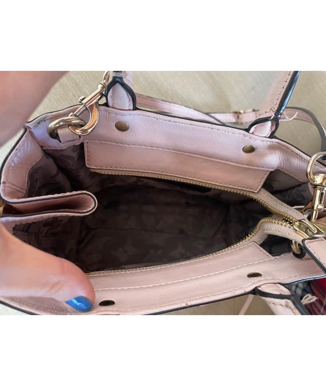 REBECCA MINKOFF Розовая кожаная сумка с короткими ручками, фото 4