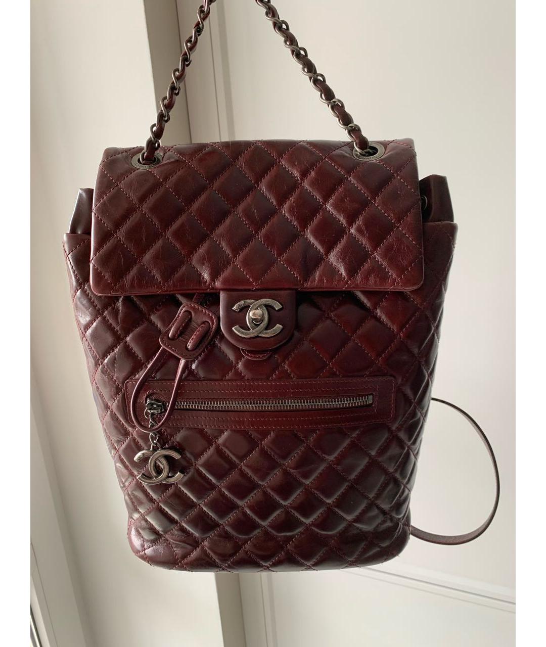 CHANEL PRE-OWNED Бордовый кожаный рюкзак, фото 2