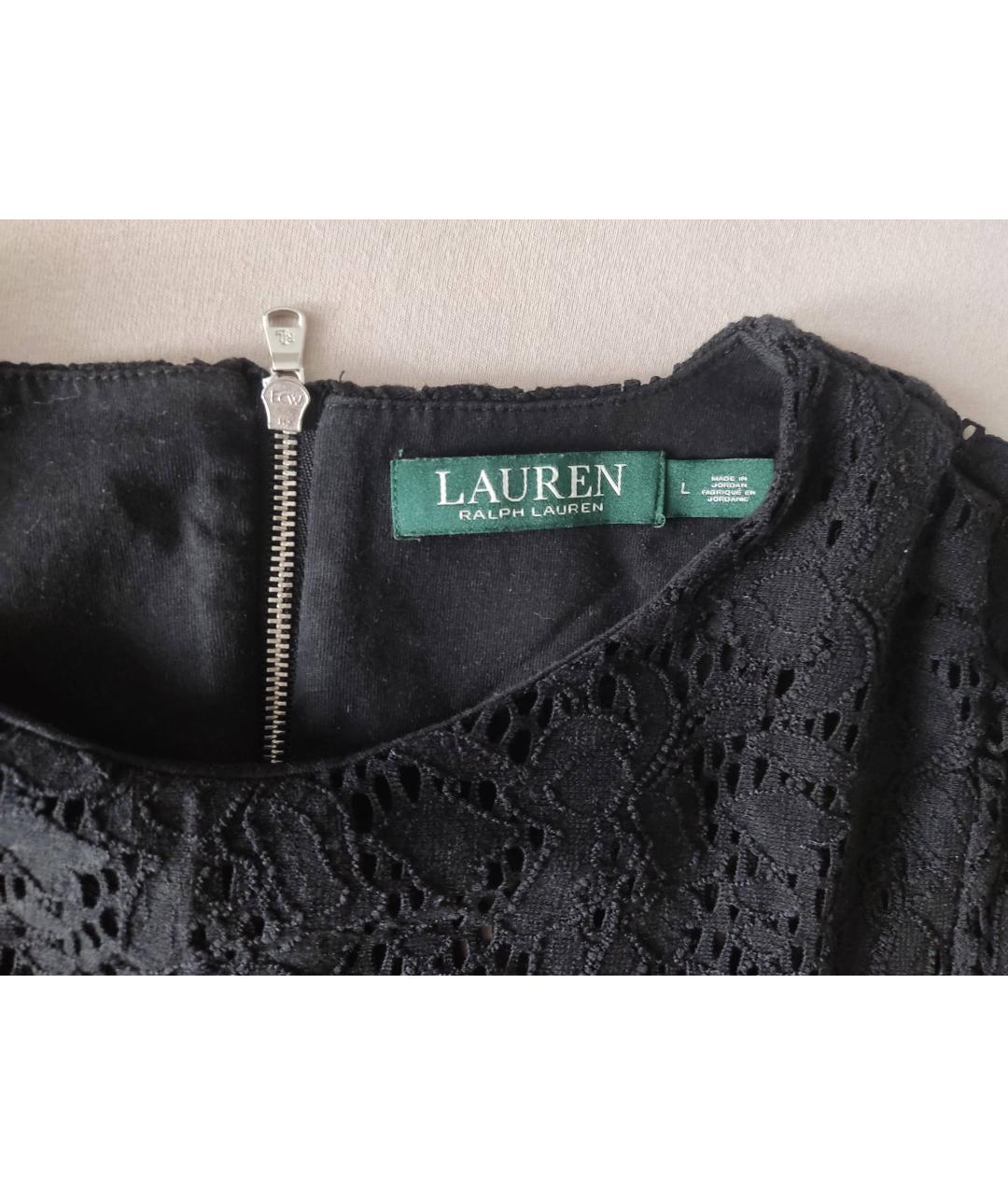 RALPH LAUREN Черная хлопко-эластановая футболка, фото 3