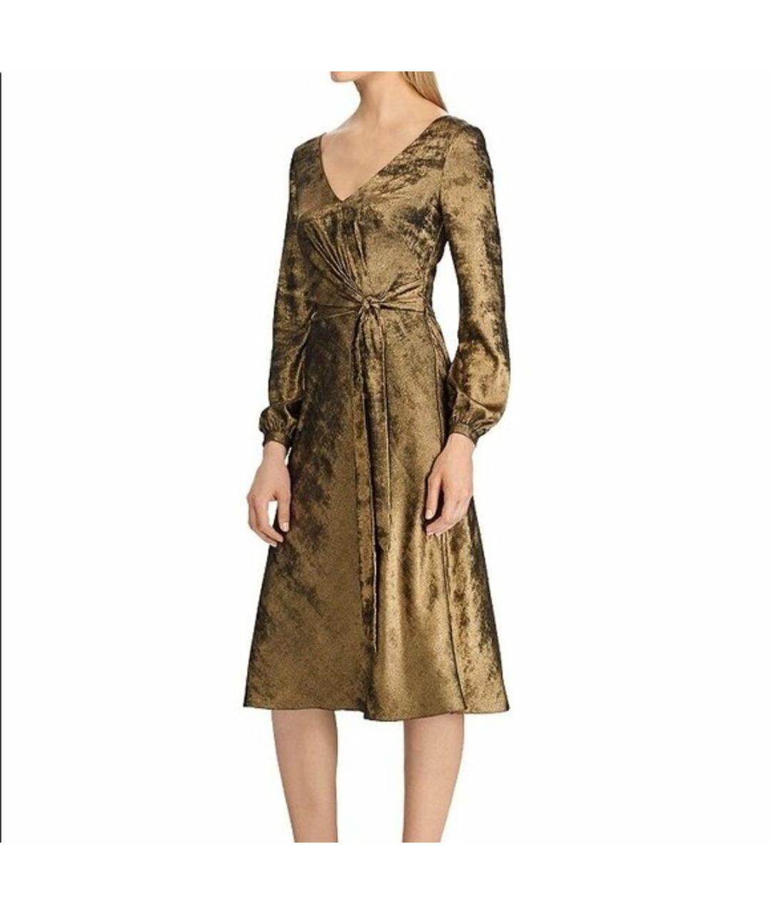 RALPH LAUREN Золотое бархатное вечернее платье, фото 7