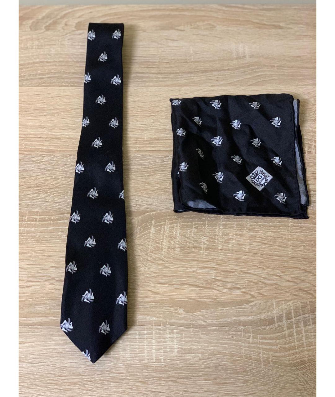 DOLCE&GABBANA Черный шелковый галстук, фото 5