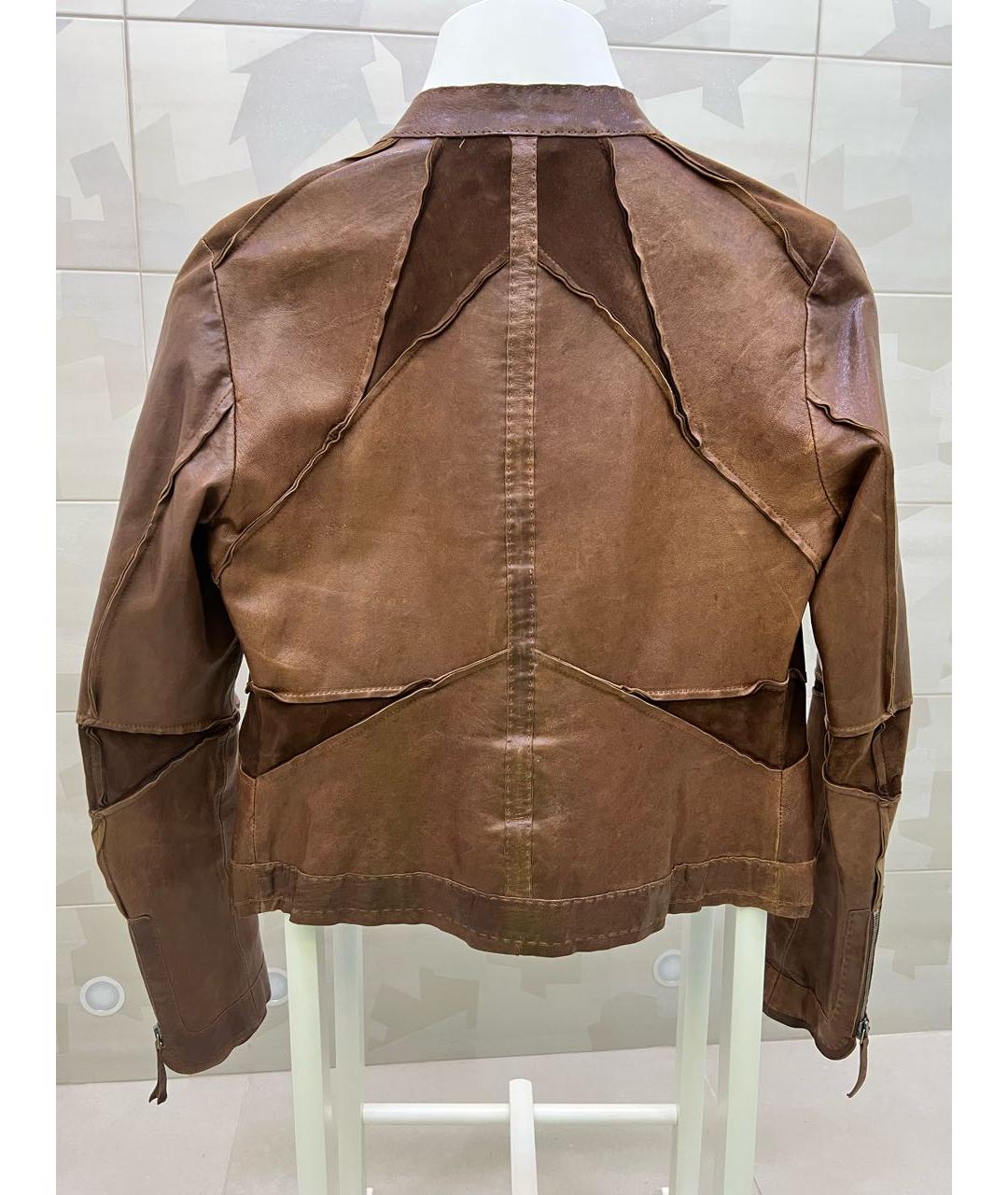 EMPORIO ARMANI Коричневая кожаная куртка, фото 2