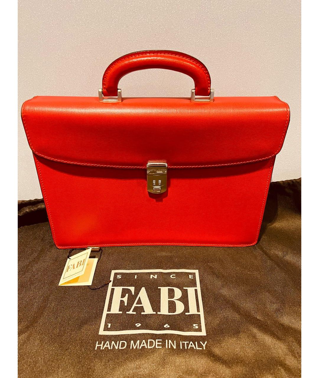 FABI Красная кожаная сумка с короткими ручками, фото 2