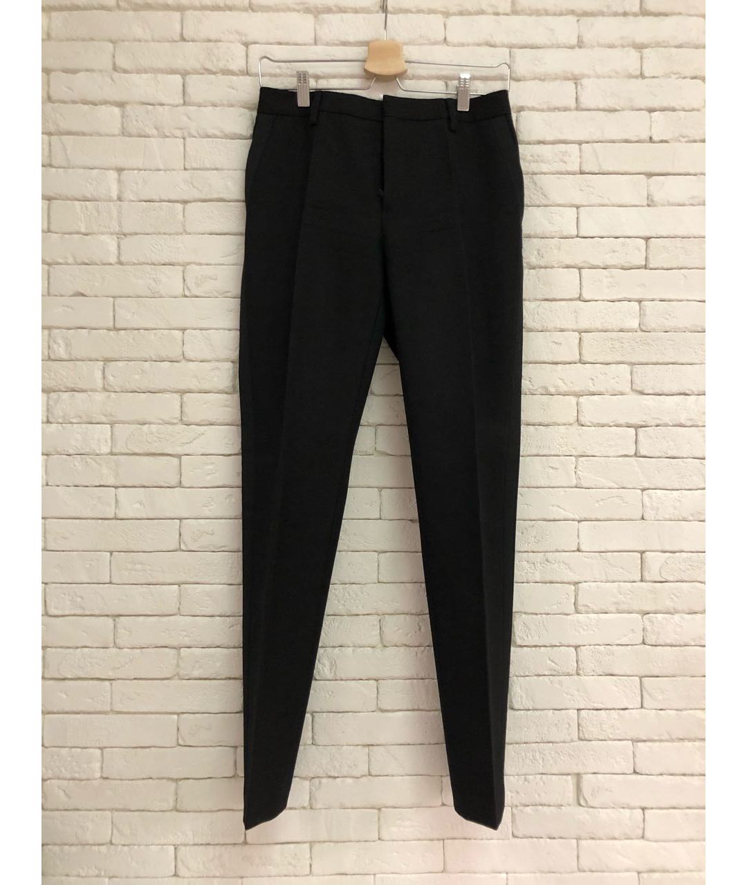 SAINT LAURENT Черные шерстяные прямые брюки, фото 9