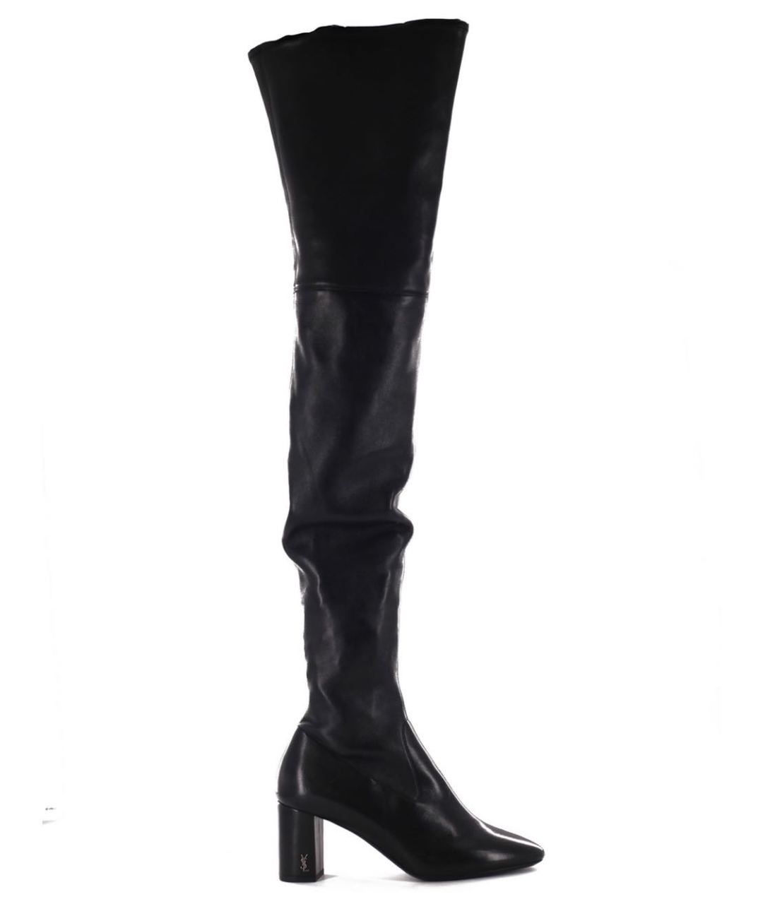 SAINT LAURENT Черные кожаные ботфорты, фото 1