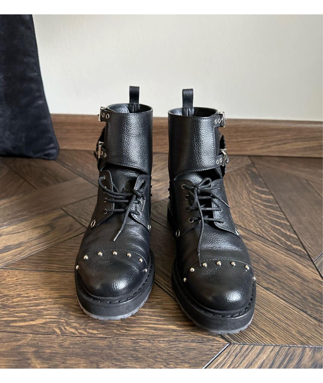 FENDI Черные кожаные ботинки, фото 2