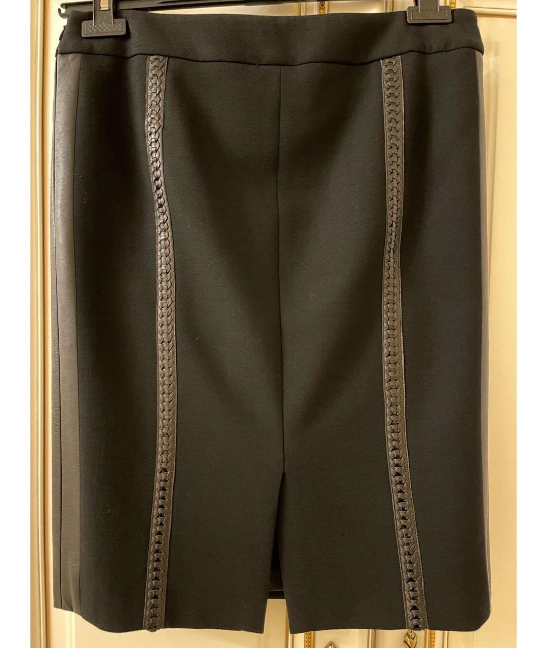 VERSACE Черная шерстяная юбка миди, фото 2