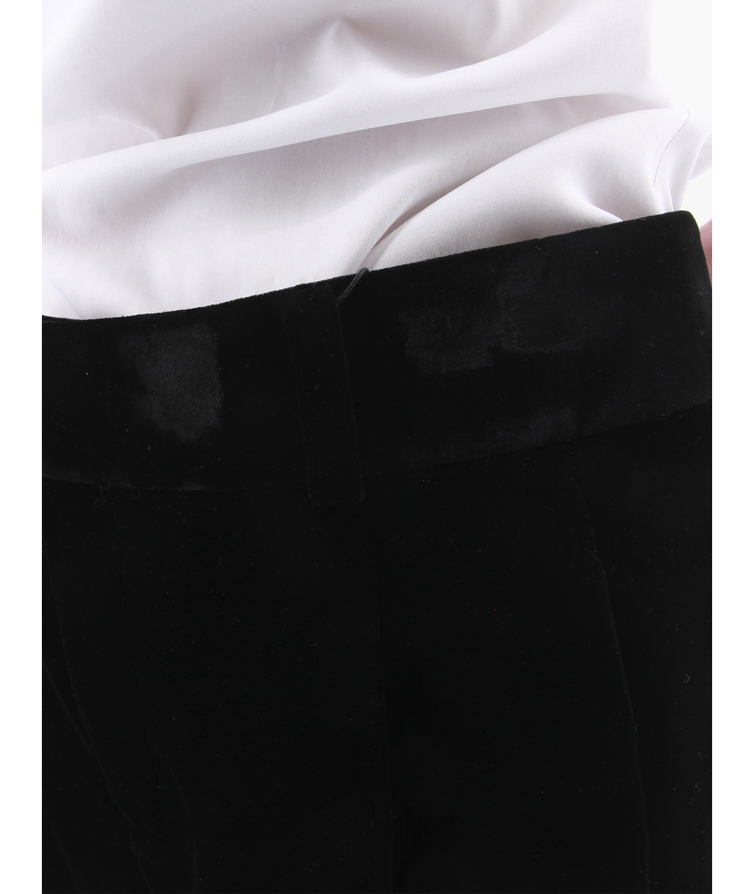 SAINT LAURENT Черные бархатные прямые брюки, фото 4