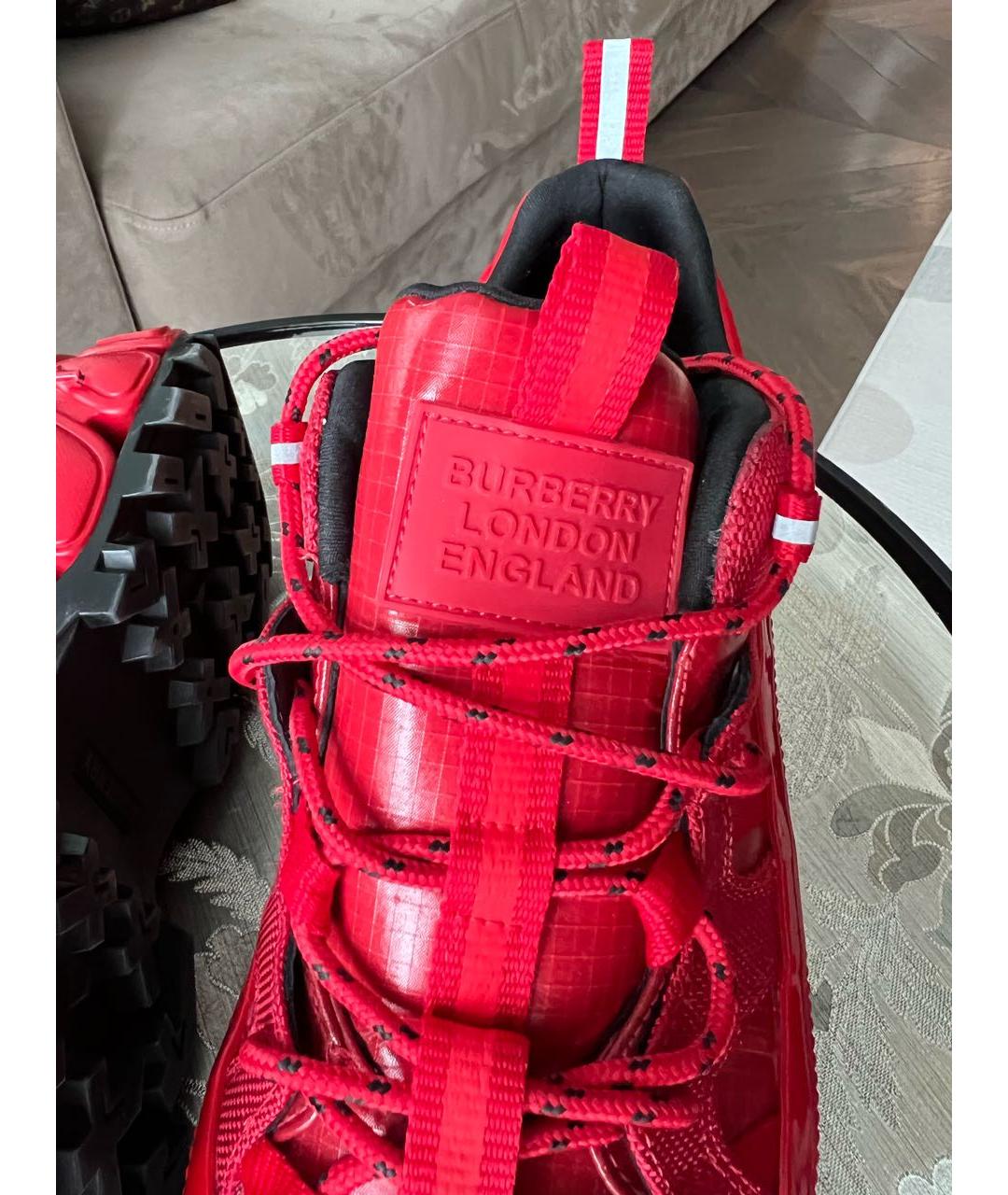 BURBERRY Красные низкие кроссовки / кеды, фото 6