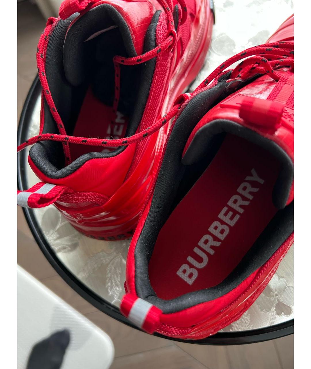 BURBERRY Красные низкие кроссовки / кеды, фото 4