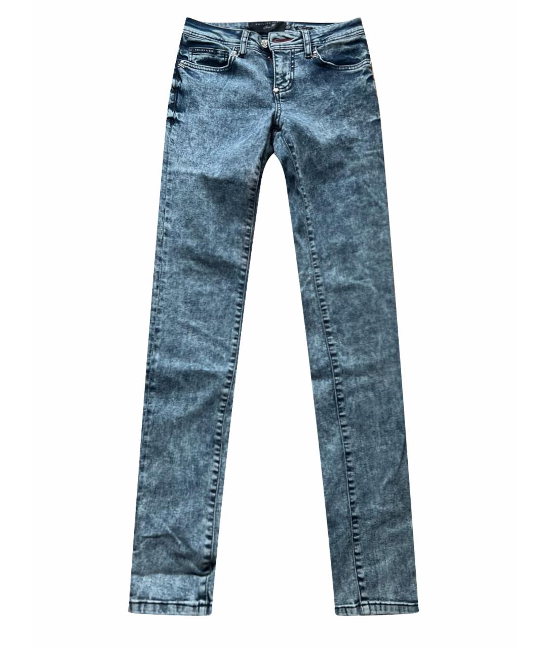 PHILIPP PLEIN Синие хлопковые джинсы слим, фото 1