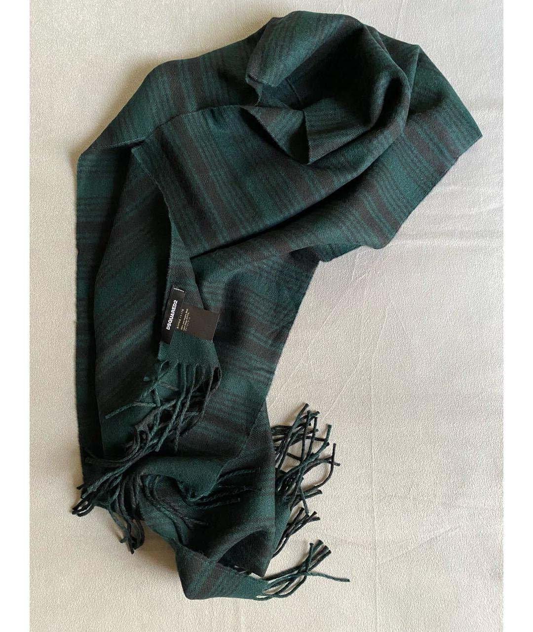 DSQUARED2 Зеленый шерстяной шарф, фото 2