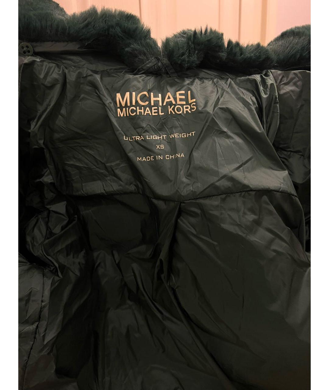 MICHAEL KORS Зеленый полиэстеровый пуховик, фото 3