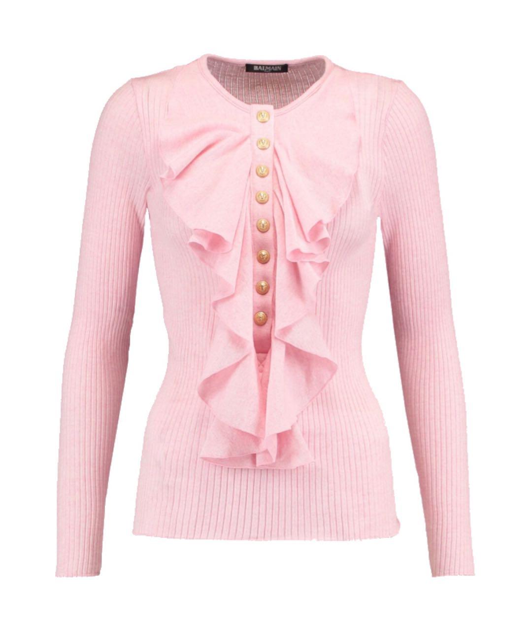 BALMAIN Розовый шерстяной джемпер / свитер, фото 1