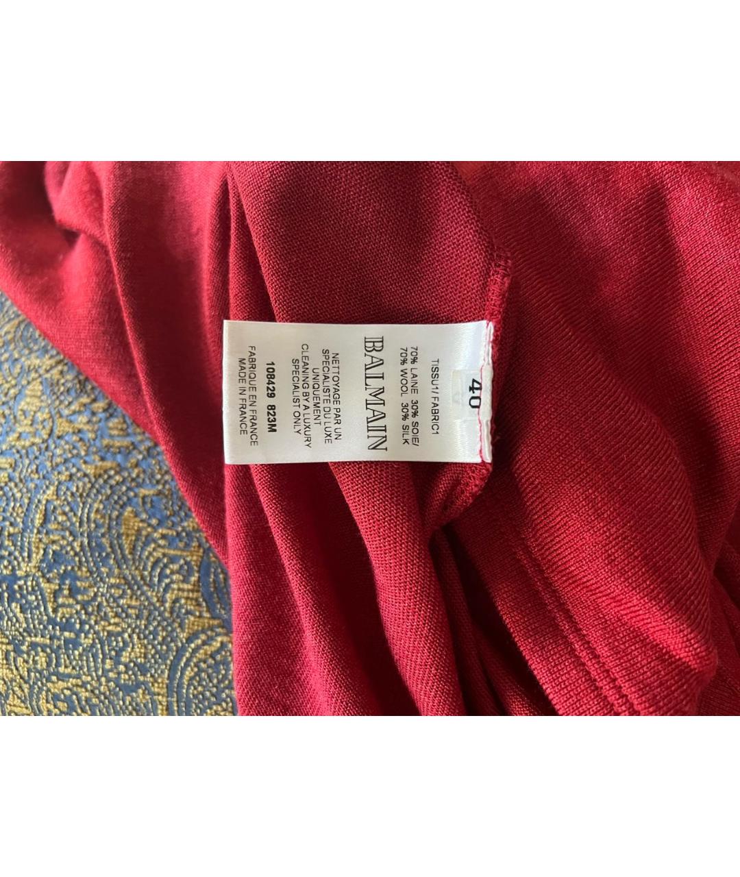 BALMAIN Бордовый шерстяной джемпер / свитер, фото 3