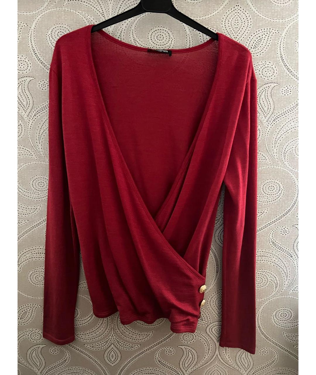 BALMAIN Бордовый шерстяной джемпер / свитер, фото 5