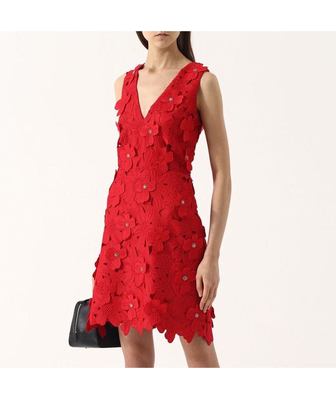 MICHAEL KORS Красное кружевное коктейльное платье, фото 2