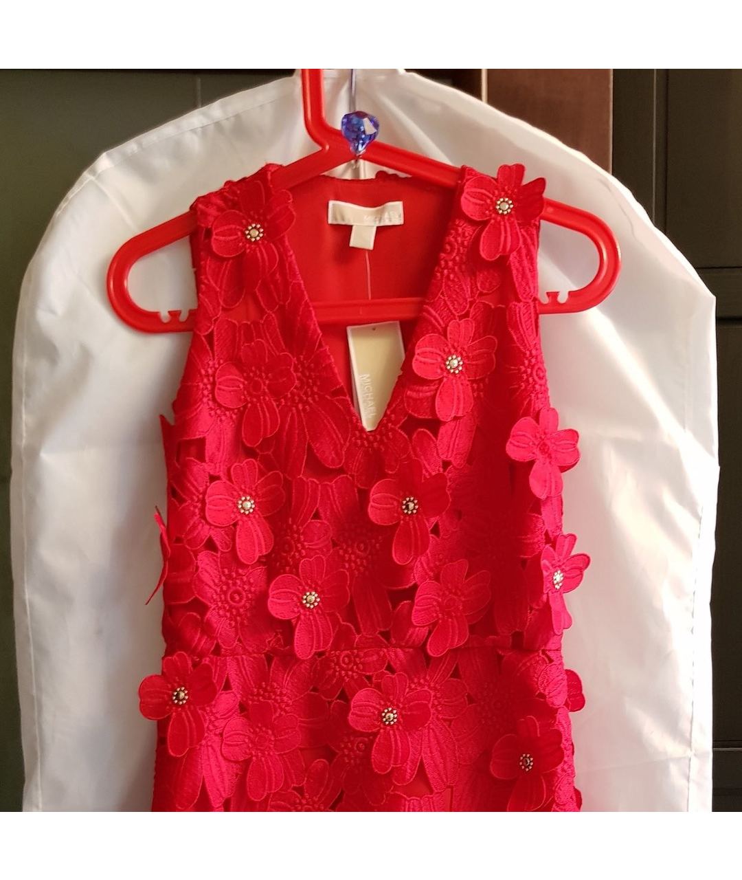 MICHAEL KORS Красное кружевное коктейльное платье, фото 8