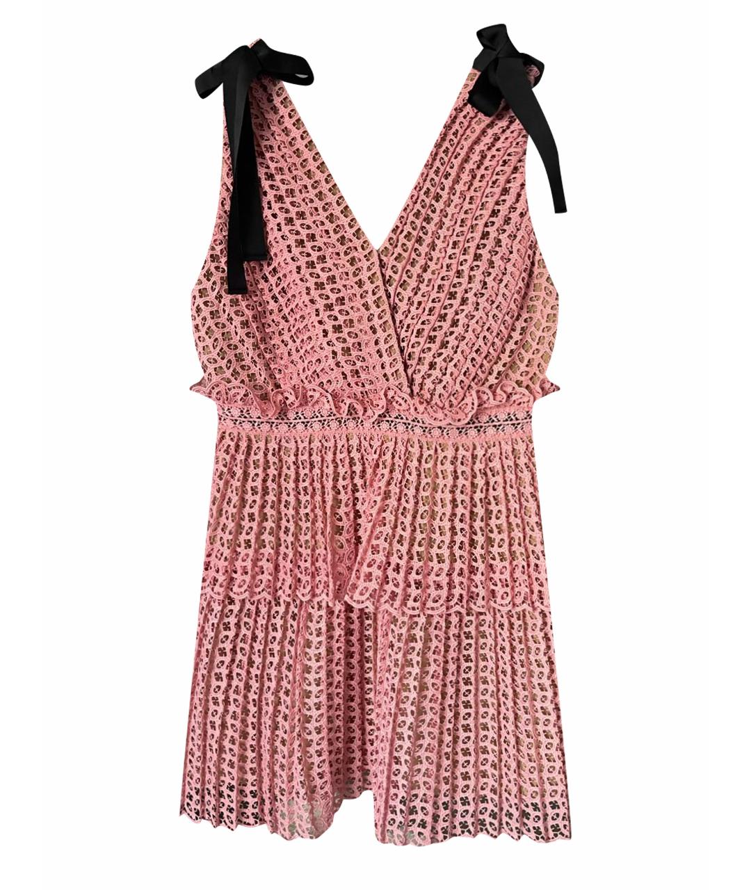 SELF-PORTRAIT Розовое кружевное коктейльное платье, фото 1