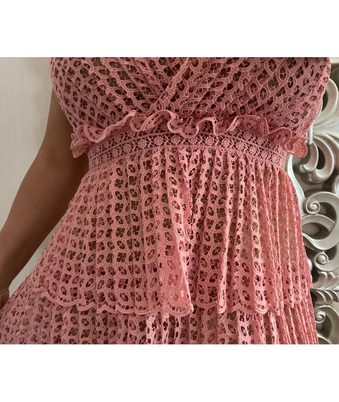 SELF-PORTRAIT Розовое кружевное коктейльное платье, фото 4