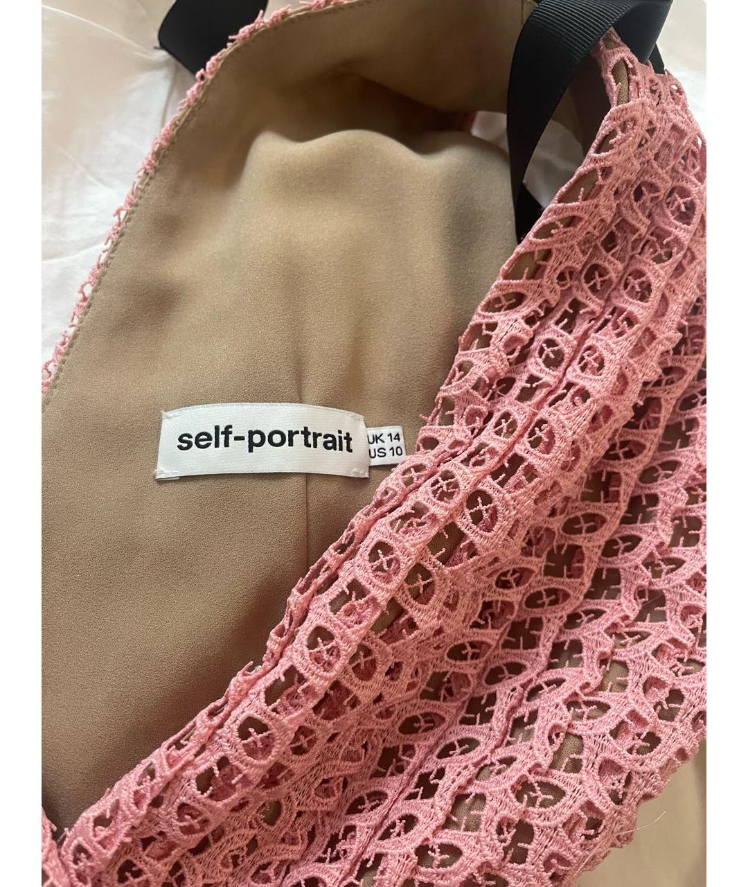 SELF-PORTRAIT Розовое кружевное коктейльное платье, фото 3